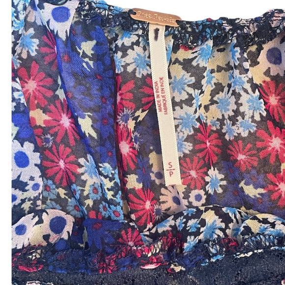 Free People Merrie's Garden Top Dark Teal Combo Small NWOT - Picture 8 of 10